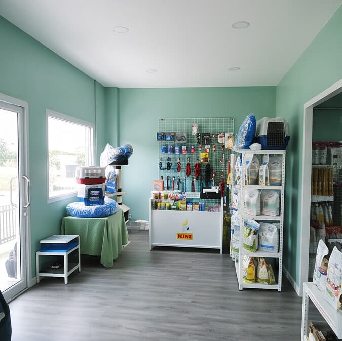 Zona de tienda especializada del centro veterinario en Arteixo